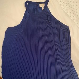 Deep blue sleeveless silk top